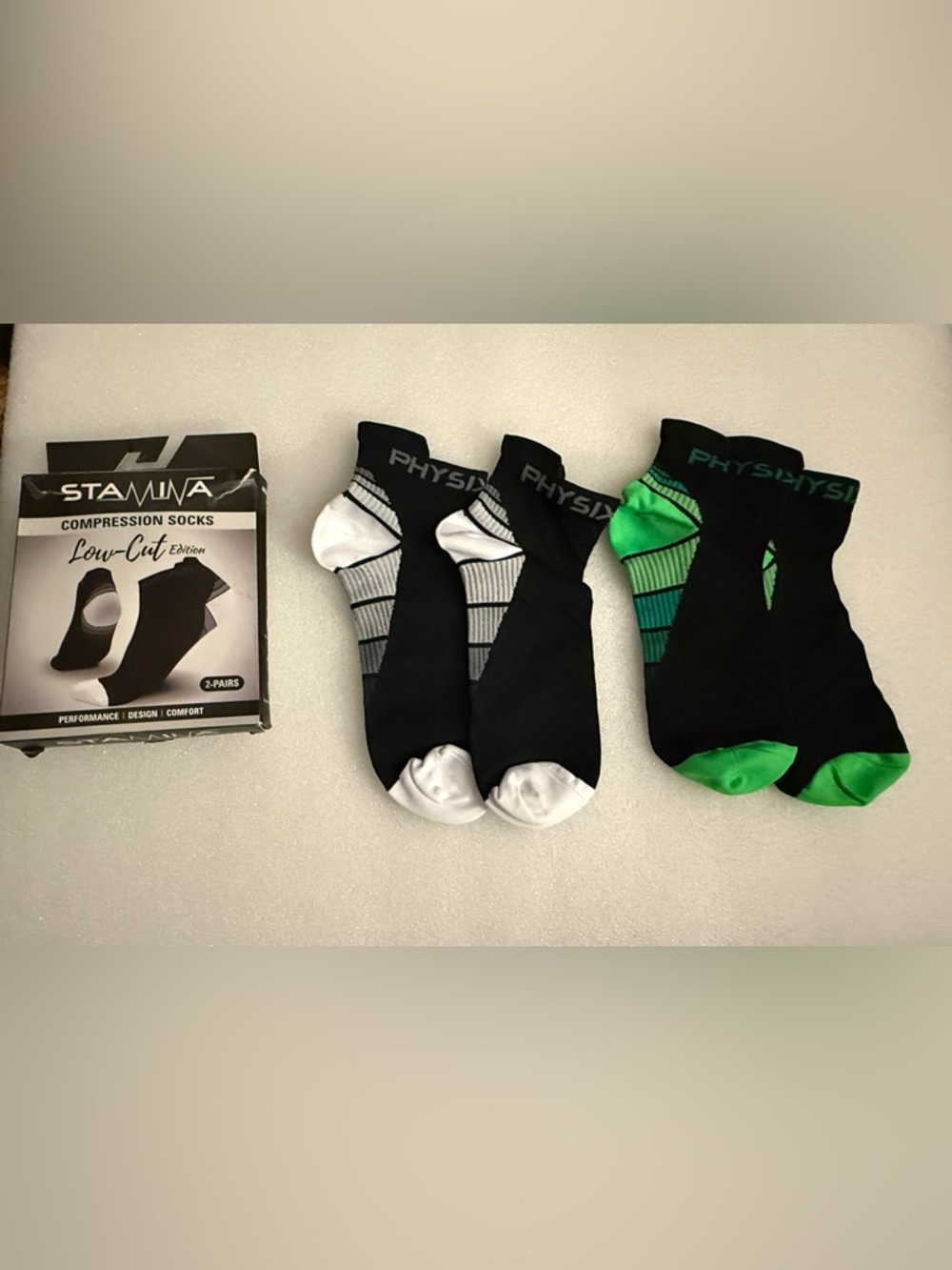Bundle of 2 - Physix Gear Sport Stamina Low-Cut Compression Socks - 2 Pairs NWT